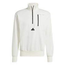 Men’s Sweatshirt without Hood Adidas City Es e Fleece Half-Zip White XXL