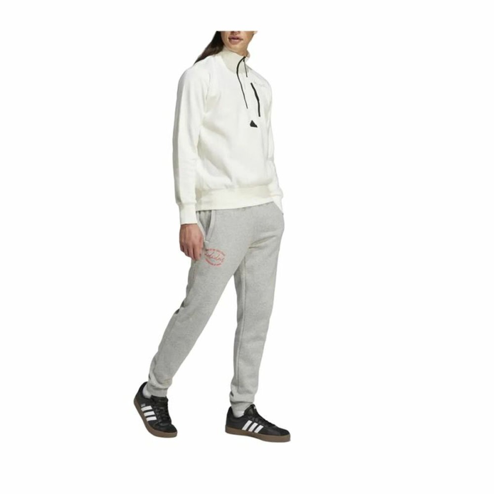 Men’s Sweatshirt without Hood Adidas City Es e Fleece Half-Zip White XXL