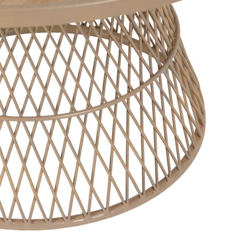 Centre Table Beige Iron Rattan 70 x 70 x 39,5 cm