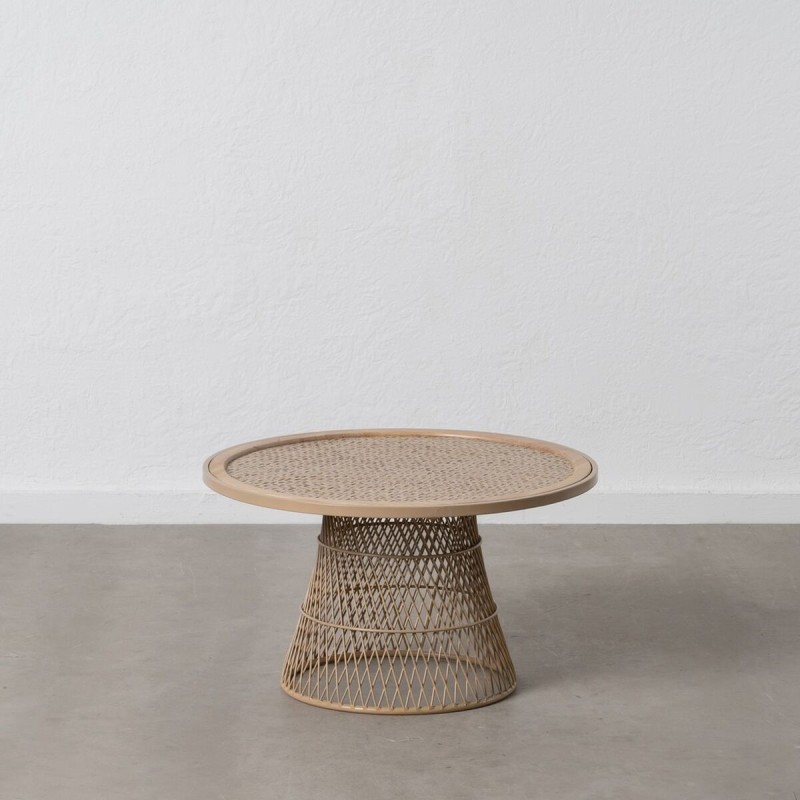 Centre Table Beige Iron Rattan 70 x 70 x 39,5 cm