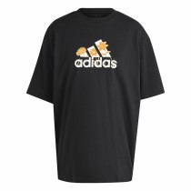Damen Kurzarm-T-Shirt Adidas Flower Pack Bos Schwarz