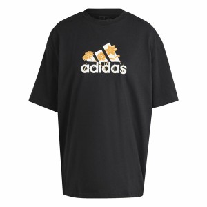 Damen Kurzarm-T-Shirt Adidas Flower Pack Bos Schwarz