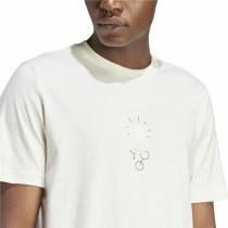 Herren Kurzarm-T-Shirt Adidas Molded Linear Weiß natürlich