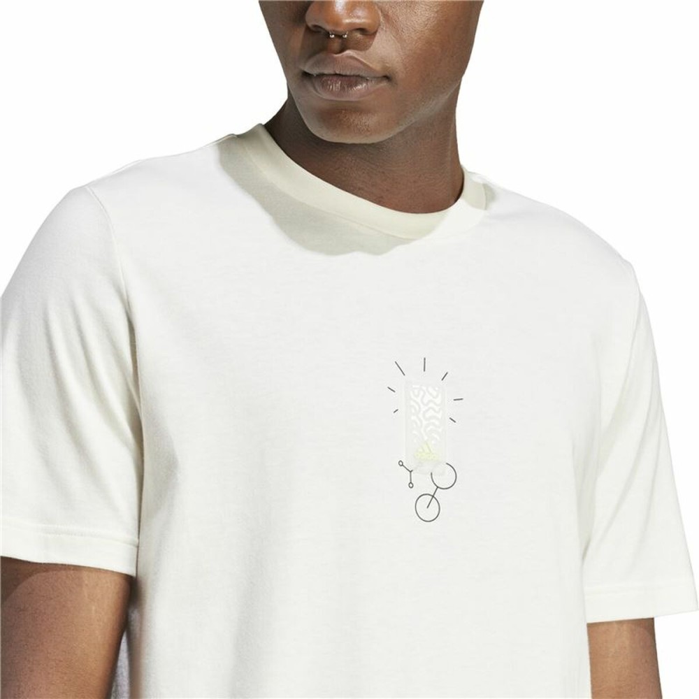 Herren Kurzarm-T-Shirt Adidas Molded Linear Weiß natürlich