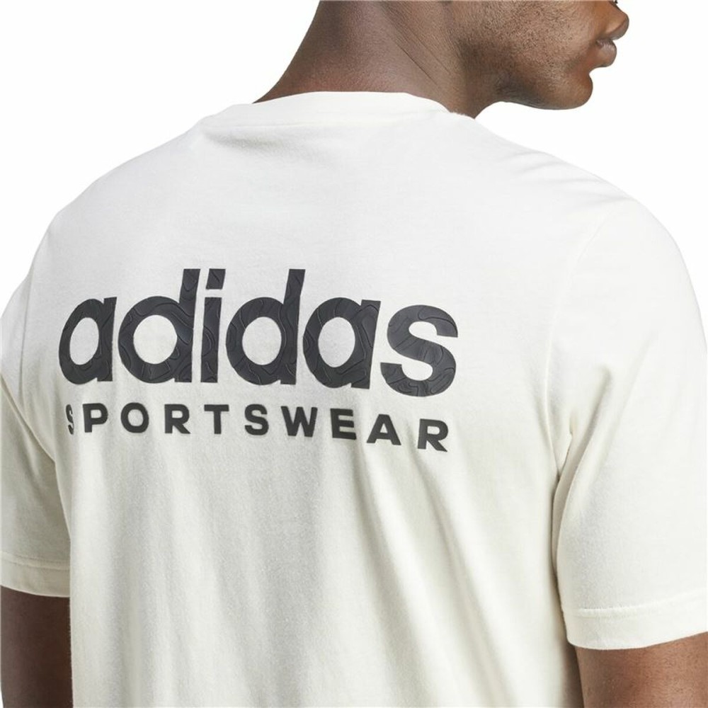 Herren Kurzarm-T-Shirt Adidas Molded Linear Weiß natürlich
