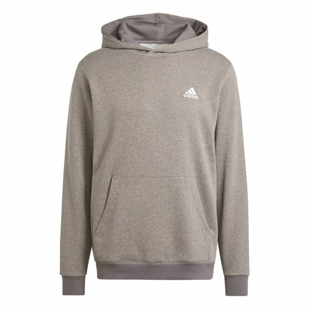 Herren Sweater mit Kapuze Adidas Seasonal Essentials Melange Hoodie Braun Beige
