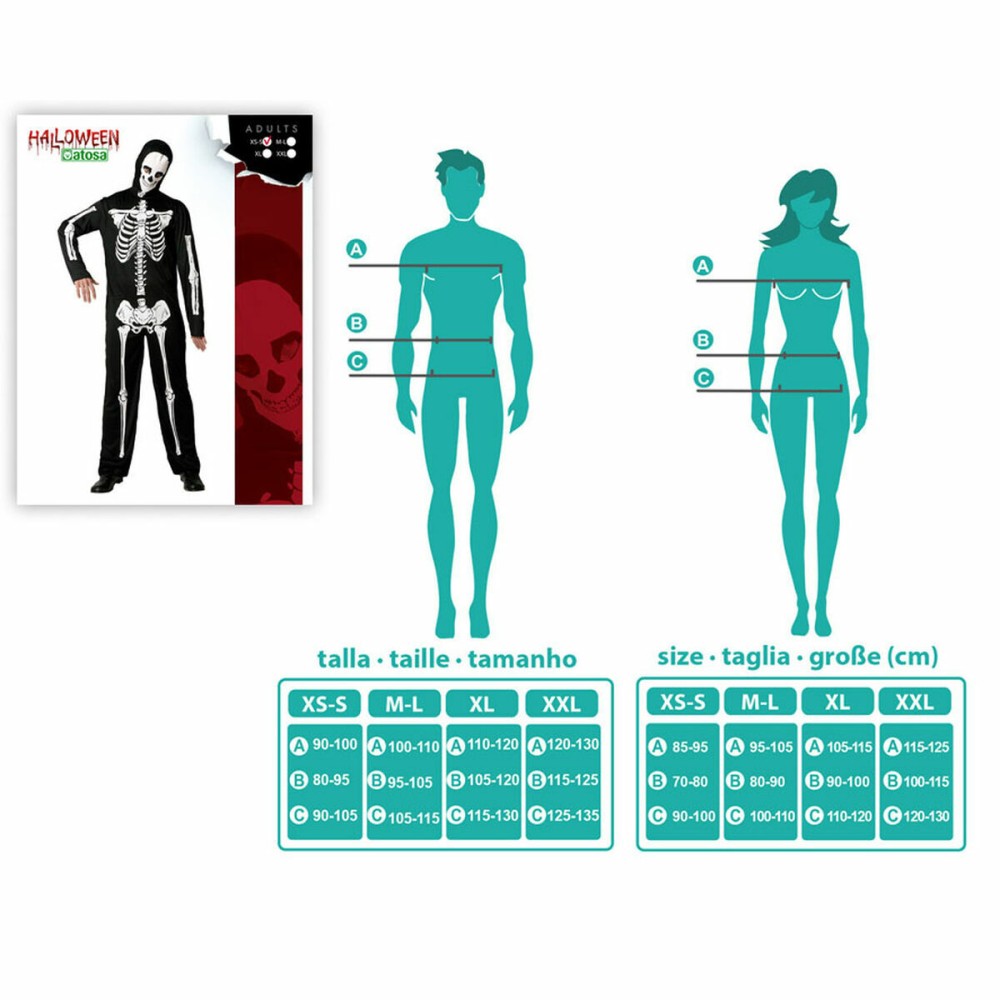 Verkleidung für Erwachsene Schwarz Skelett