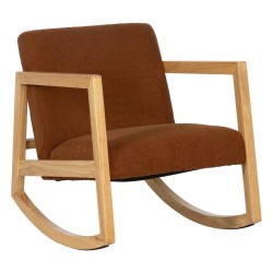 Rocking Chair Brown Beige Rubber wood Fabric 60 x 83 x 72 cm