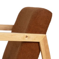 Rocking Chair Brown Beige Rubber wood Fabric 60 x 83 x 72 cm