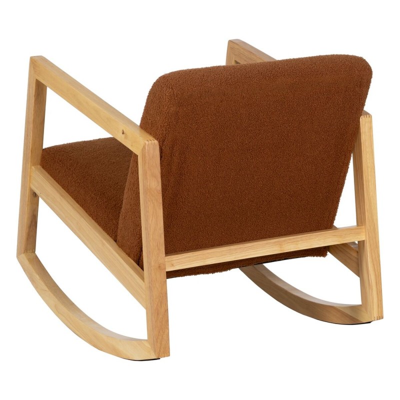 Rocking Chair Brown Beige Rubber wood Fabric 60 x 83 x 72 cm