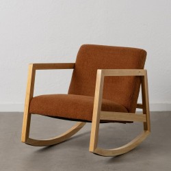 Rocking Chair Brown Beige Rubber wood Fabric 60 x 83 x 72 cm