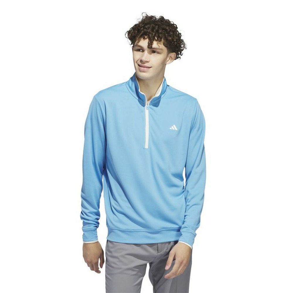 Men’s Sweatshirt without Hood Adidas Lightweight Half-Zip Blue Water L