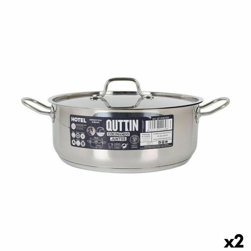 Casserole with lid Quttin Hotel Steel Ø 28 x 11 cm (2 Units)