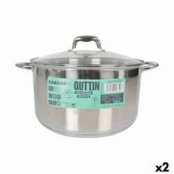 Casserole avec couvercle en verre Quttin Caesar Acier ø 32 x 18,5 cm (2 Unités)