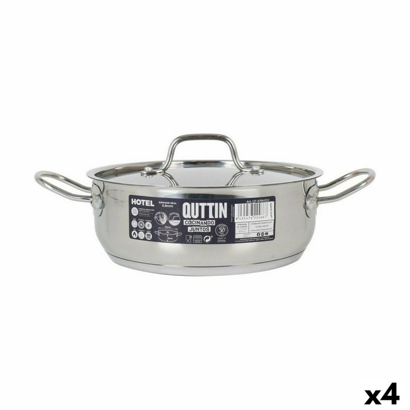 Casserole avec Couvercle Quttin Hotel Acier ø 22 x 8 cm (4 Unités)