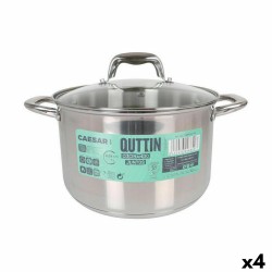 Pot with Glass Lid Quttin Caesar Steel ø 24 x 15,5 cm (4 Units)