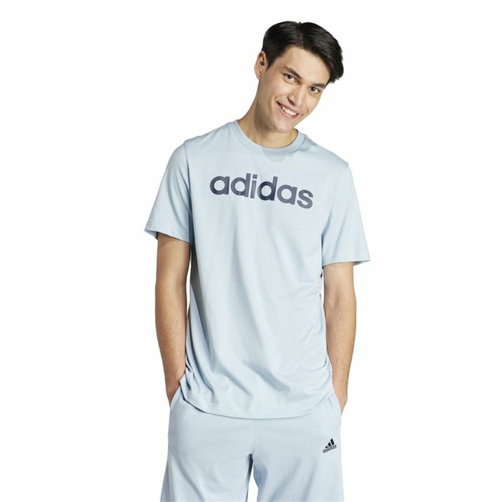 Herren Kurzarm-T-Shirt Adidas Lin Sj Hellblau