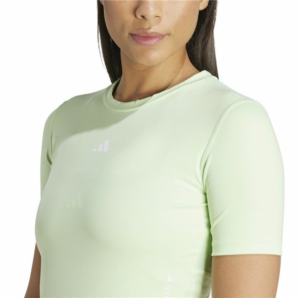 Damen Kurzarm-T-Shirt Adidas Essentials Techfit Train Zitronengrün Hellgrün