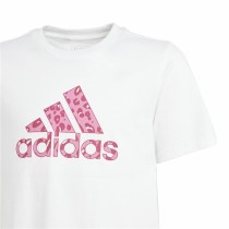 Kurzarm-T-Shirt für Kinder Adidas G Animal Weiß