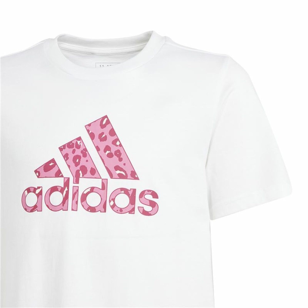 Kurzarm-T-Shirt für Kinder Adidas G Animal Weiß
