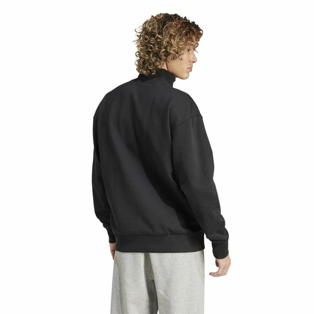 Herren Sweater ohne Kapuze Adidas All Szn Fleece 1/4 Zip Crew Schwarz