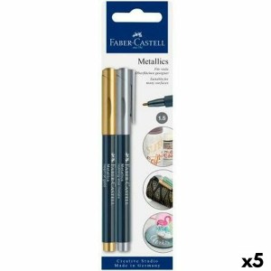 Ensemble de Marqueurs Faber-Castell Creative Studio Metallics Doré Métal (5 Unités)