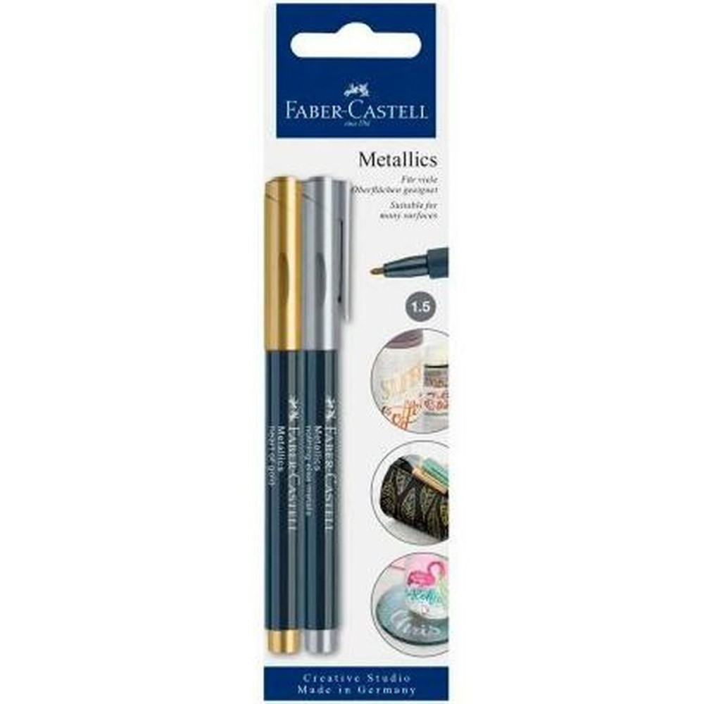 Set of Felt Tip Pens Faber-Castell Creative Studio Metallics Golden Metal (5 Units)