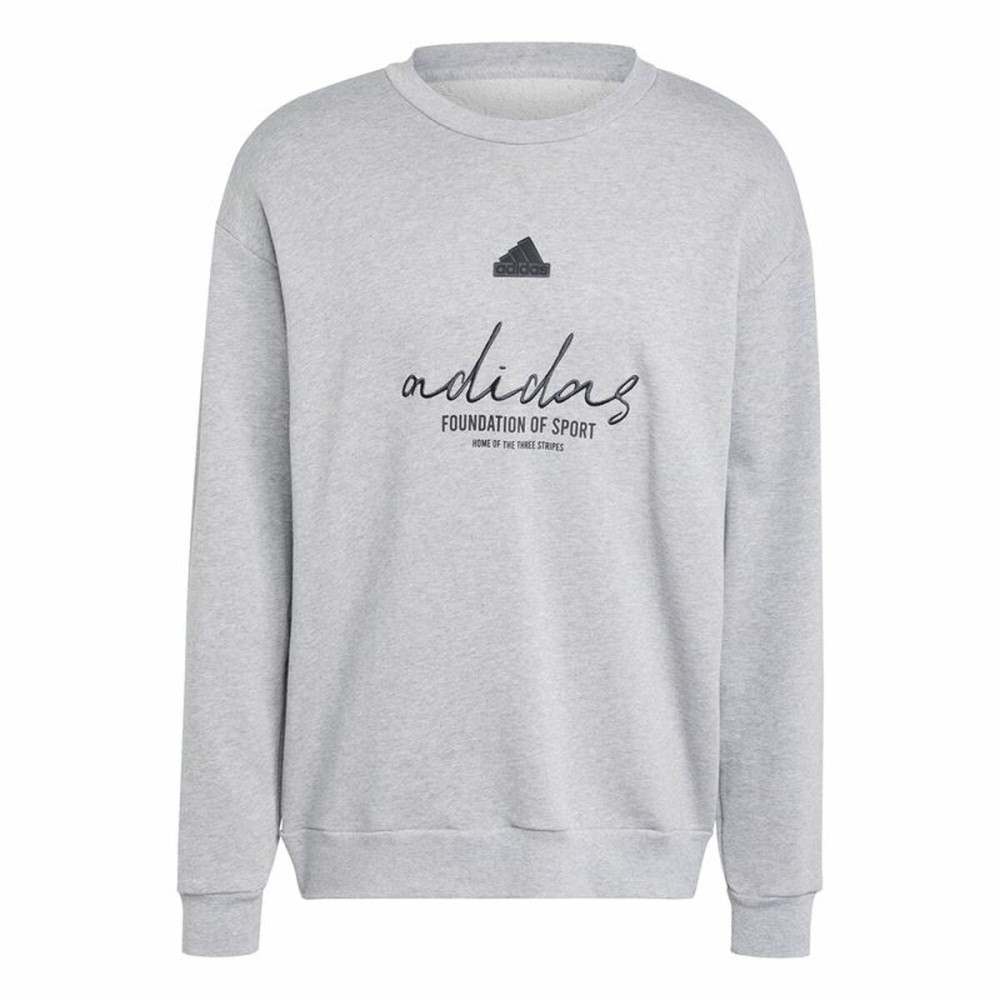 Herren Sweater ohne Kapuze Adidas Brand Love French Terry Grau