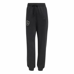 Lange Sporthose Adidas Signature Graphic Print Fleece Loose Schwarz Damen