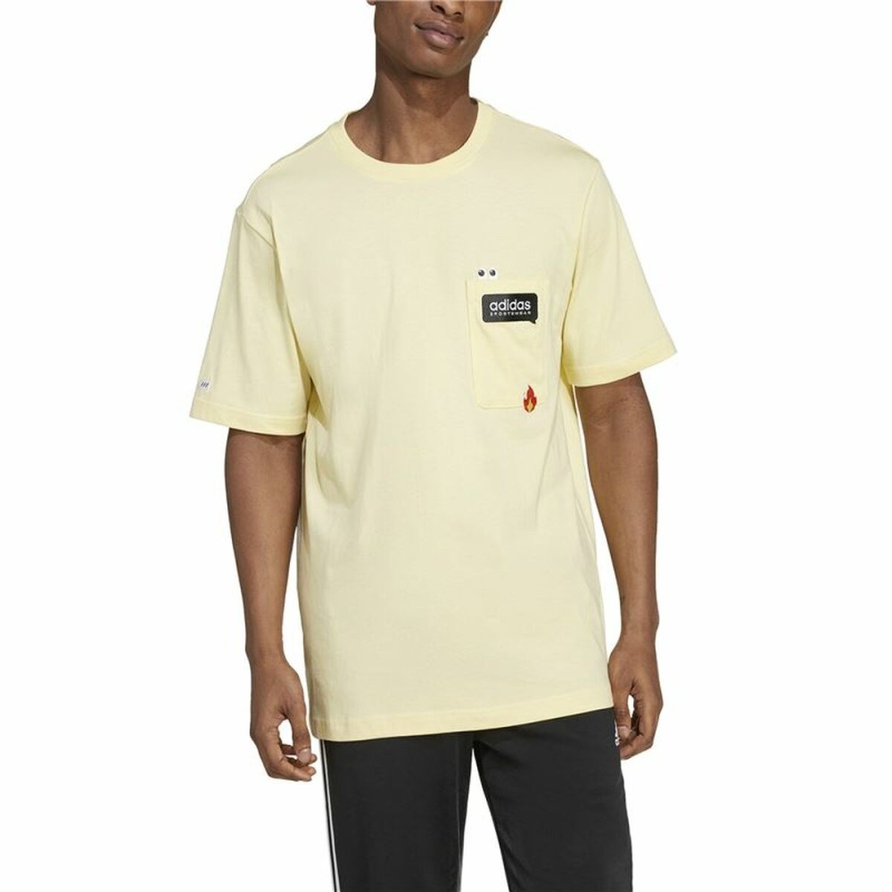 Herren Kurzarm-T-Shirt Adidas Remoji Pocket Graphic Gelb Gold