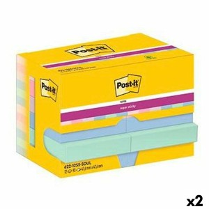 Haftnotizen Post-it Super Sticky Bunt 12 Stücke 47,6 x 47,6 mm (2 Stück)