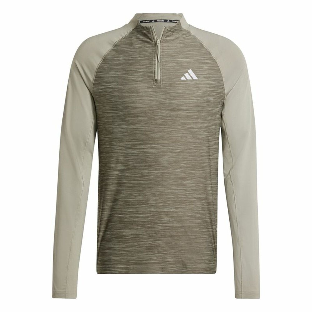 T-shirt à manches longues homme Adidas Gym+ 3 Bandas 1/4Zip Marron