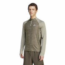 Herren Langarm-T-Shirt Adidas Gym+ 3 Bandas 1/4Zip Braun