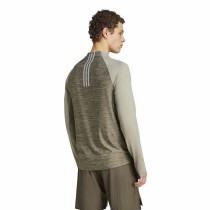 Herren Langarm-T-Shirt Adidas Gym+ 3 Bandas 1/4Zip Braun