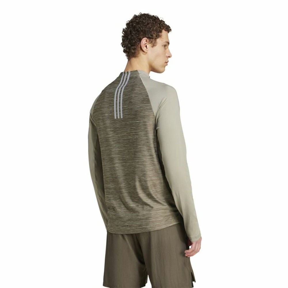Herren Langarm-T-Shirt Adidas Gym+ 3 Bandas 1/4Zip Braun