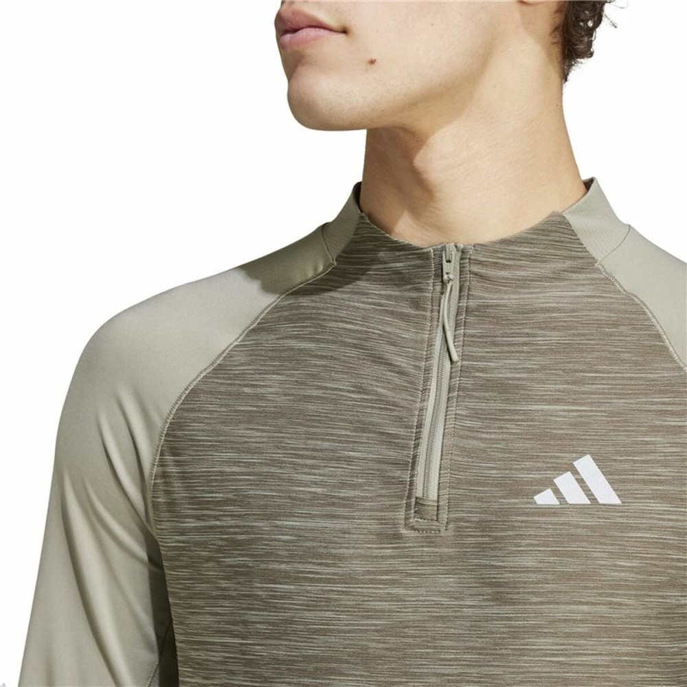 Herren Langarm-T-Shirt Adidas Gym+ 3 Bandas 1/4Zip Braun