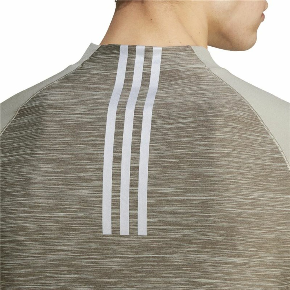 Herren Langarm-T-Shirt Adidas Gym+ 3 Bandas 1/4Zip Braun