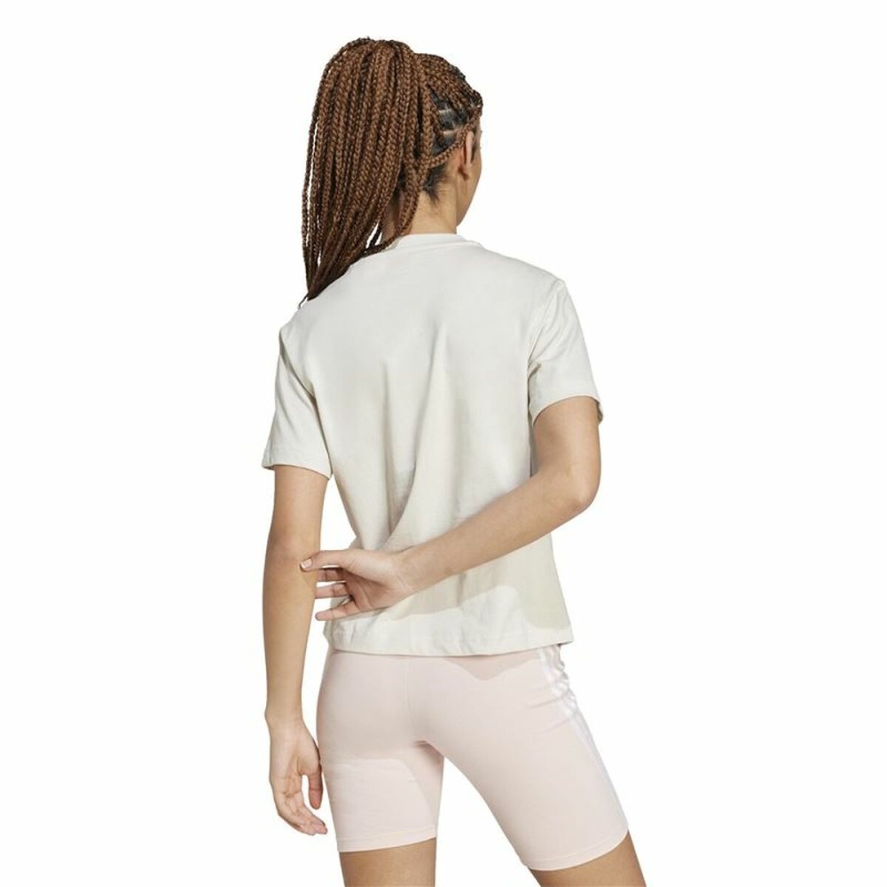 Damen Kurzarm-T-Shirt Adidas Essentials Small Logo Weiß Beige