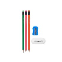 Pencil Set Pencil Sharpener Eraser (12 Units)