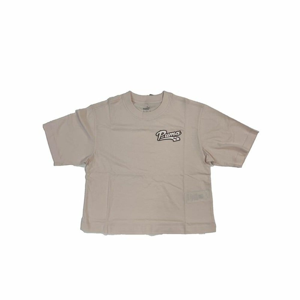 Women’s Short Sleeve T-Shirt Puma Puma Script Beige