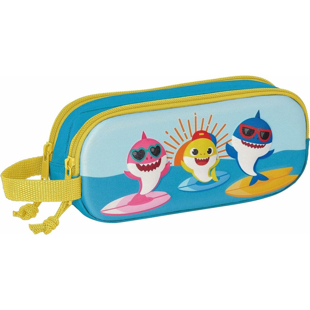 Zweifaches Mehrzweck-Etui Baby Shark Blau 21 x 8 x 6 cm 3D