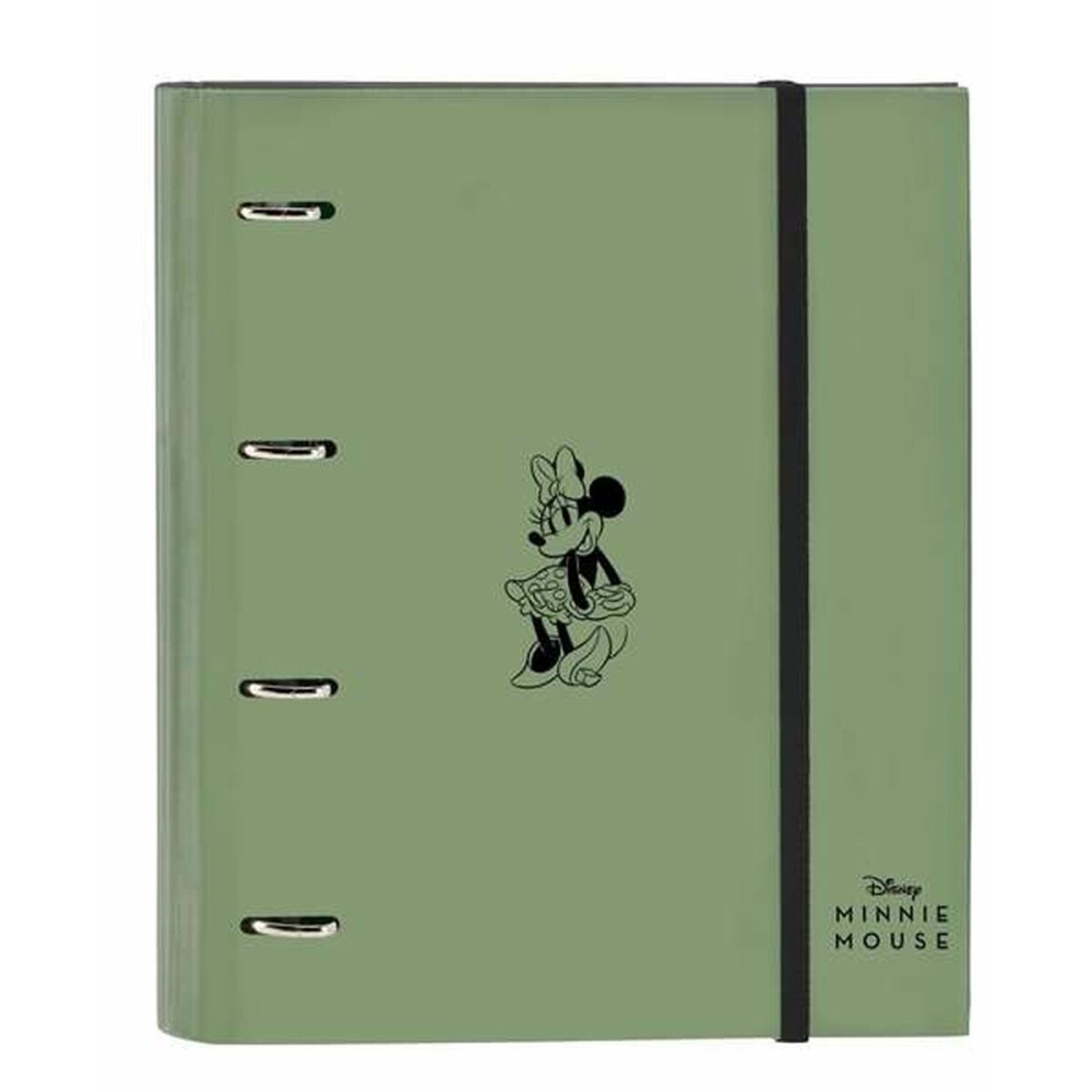 Ring binder Minnie Mouse Mint Shadow Military green 27 x 32 x 3,5 cm