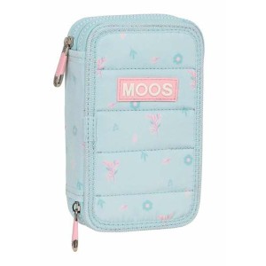 Double Pencil Case Moos Garden Turquoise 12,5 x 19,5 x 4 cm