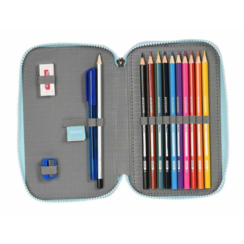 Double Pencil Case Moos Garden Turquoise 12,5 x 19,5 x 4 cm