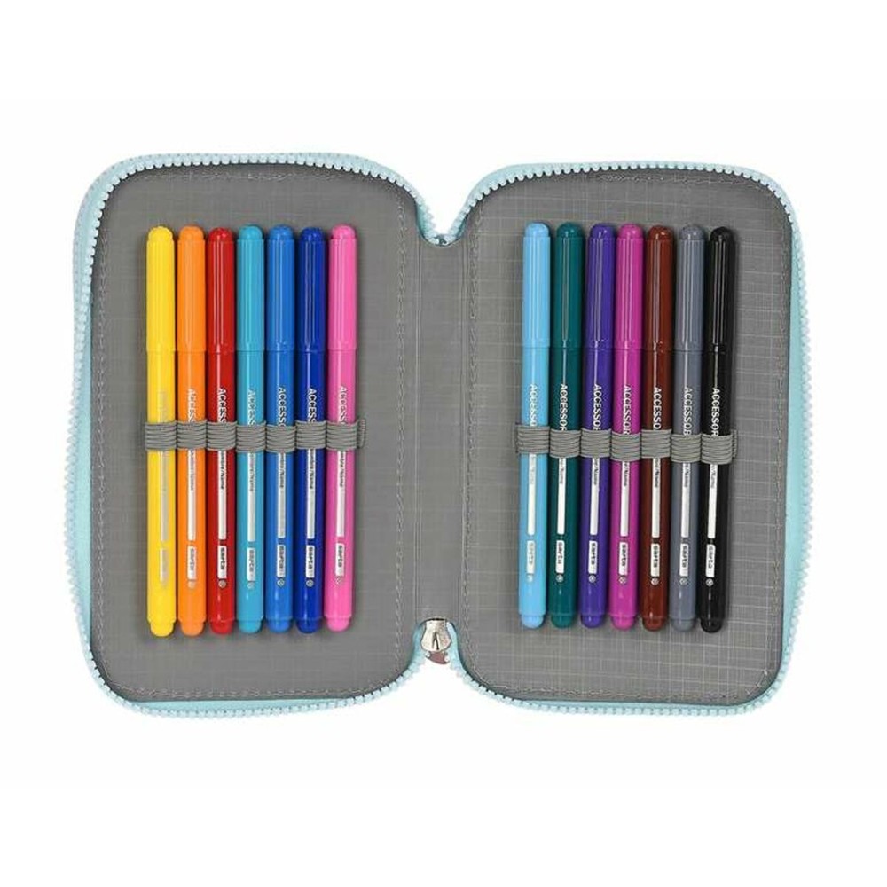 Double Pencil Case Moos Garden Turquoise 12,5 x 19,5 x 4 cm