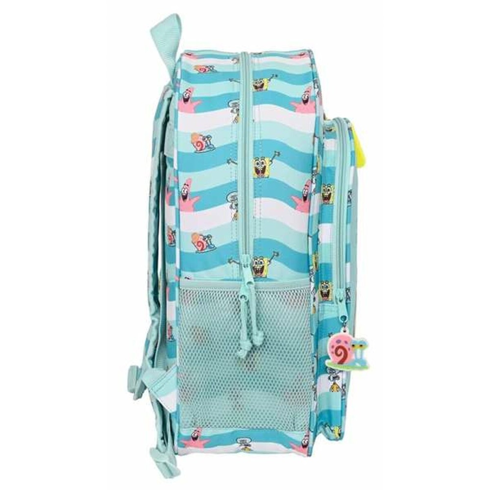 Cartable Spongebob Stay positive Bleu Blanc