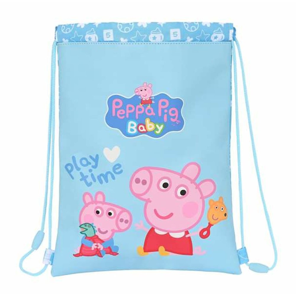Sac à dos serré par des ficelles Peppa Pig Bleu clair 26 x 34 x 1 cm