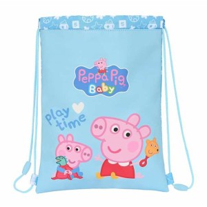 Rucksacktasche mit Bändern Peppa Pig Hellblau 26 x 34 x 1 cm