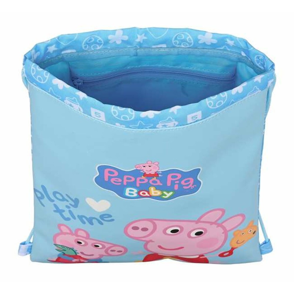 Sac à dos serré par des ficelles Peppa Pig Bleu clair 26 x 34 x 1 cm