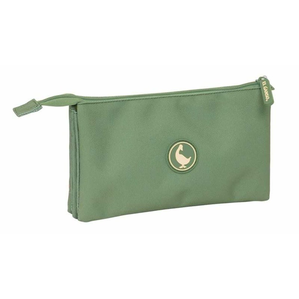 Dreifaches Mehrzweck-Etui El Ganso Basics grün 22 x 12 x 3 cm